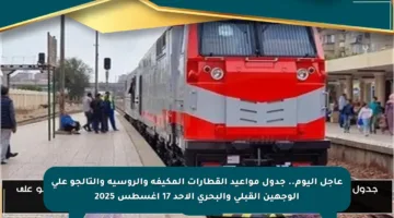 عاجل اليوم.. جدول مواعيد القطارات المكيفة والروسية والتالجو على الوجهين القبلي والبحري الأحد 17 أغسطس 2025
